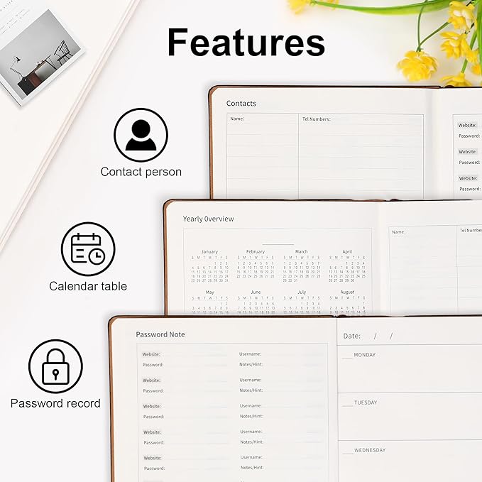 2026 Planner，Undated Weekly Planner With Pockets , Undated A5 Week Plan Notepad 5.5'' X 8.1'' Weekly Agenda Weekly To Do List Planner Notebook With Goal & Habit Tracker Organizer Inner Pocket, Perfect For Office Home School Supplies Vegan Leather Hardc...
