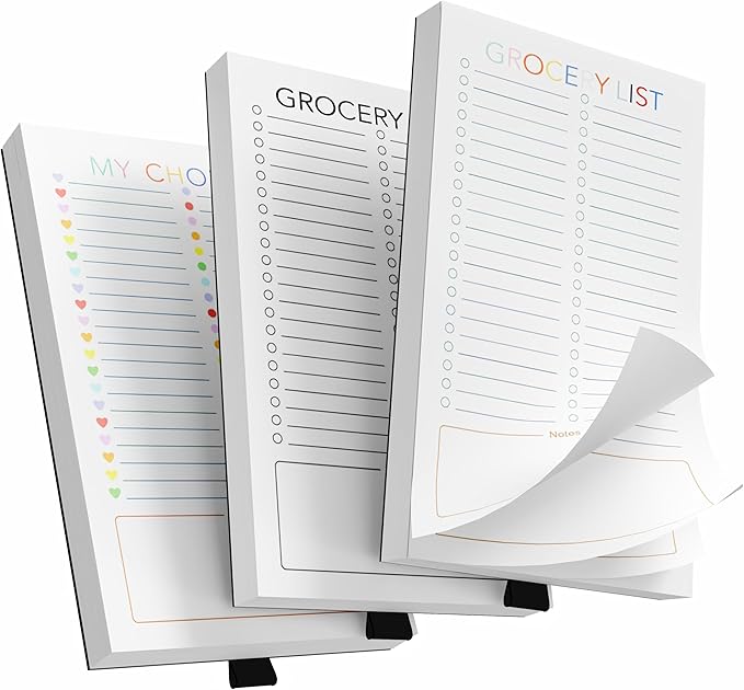 3 Pack Magnetic Grocery List Pad with Full Back Magnet & Pen Holder, Totally 180 Sheets for Fridge, To-Do List and Memo Notepad (4.5x7.5 Inch, Blank)