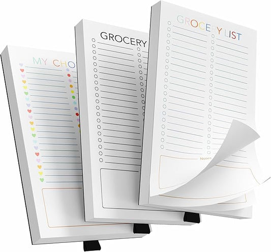 3 Pack Magnetic Grocery List Pad with Full Back Magnet & Pen Holder, Totally 180 Sheets for Fridge, To-Do List and Memo Notepad (4.5x7.5 Inch, Blank)