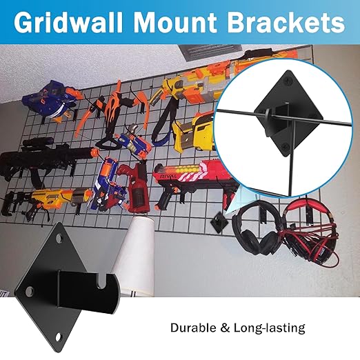 25 Pcs Gridwall Mount Brackets with Screws Metal Grid Panel Wall Mount Bracket Gridwall Brackets for Grid Panels Clothing Store Cloakroom Retail Display Wall