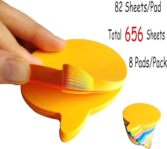 Bubble Sticky Notes Cute 3x3 Inches (8 Pads/Total 656 Sheets), Bubble Shaped Sticky Notes with 8 Bright Colors, Easy to Post, Strong Adhesive, Clean Removal for Home, Office
