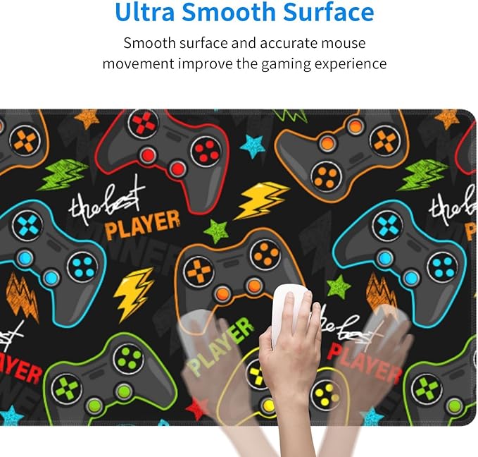 Video Game Controller XL Large Mouse Pad with Stitched Edges Long Non-Slip Rubber Base Mousepad Gaming Joysticks Laptop Keyboard Mat Desk Pad for Office Home Desk Decor, 31.5" X 11.8"