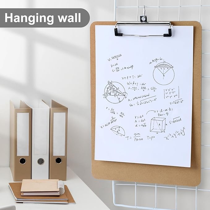 Wood Clipboards Set of 8, Letter Size Hardboard Clip Board 8.5x11 for Classroom, Students, Kid, A4 Standard Size 9" x 12.5" with Low Profile Clip, Office & School Supply