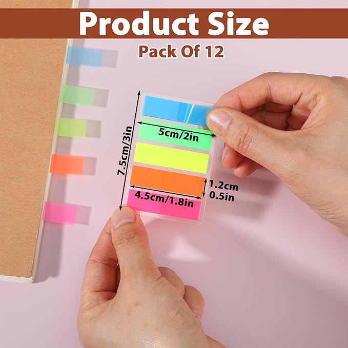 1500 Pcs Sticky Notes, Small Sticky Notes Self-Stick Note Pads Colored Stickers Colored Labels Tabs Bright Colors Rectangular Index Tabs for Books Page Markers