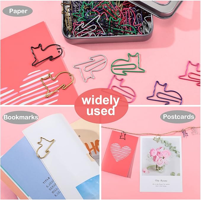 Outus Cat Office Supplies Cute Sticky Notes Paper Clips Gel Ink Pens Cartoon Stickers Party Favor for Cat Lovers Office Supplies(Vivid Style)