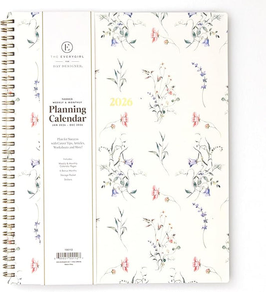 Blue Sky The Everygirl 2026 Weekly and Monthly Planner Calendar, January 2026 - December 2026, 8.5" x 11", Flexible Cover, Durable Twin Wire Binding, Storage Pocket, Includes Stickers, Marisa