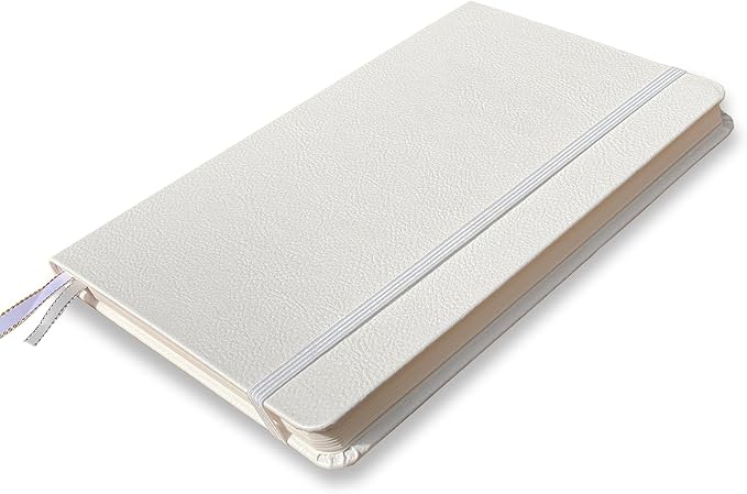 Minimalism Art, Premium Hard Cover Notebook Journal, Classic 5" x 8.3", 122 Numbered Pages, Gusseted Pocket, Ribbon Bookmark, Extra Thick Ink-Proof Paper 120gsm, San Francisco (Plain, White)