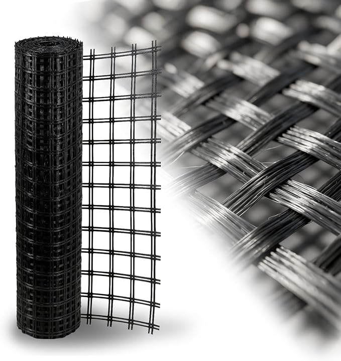 4ft x 100ft Fiberglass Geogrid for Retaining Walls, Bi-Directional 30kN Tensile Strength Geo Grid, 0.8" Mesh Soil Stabilization Fabric for Retaining Walls Up to 6 ft, Driveways & Ground Reinforcement