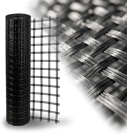 4ft x 100ft Fiberglass Geogrid for Retaining Walls, Bi-Directional 30kN Tensile Strength Geo Grid, 0.8" Mesh Soil Stabilization Fabric for Retaining Walls Up to 6 ft, Driveways & Ground Reinforcement