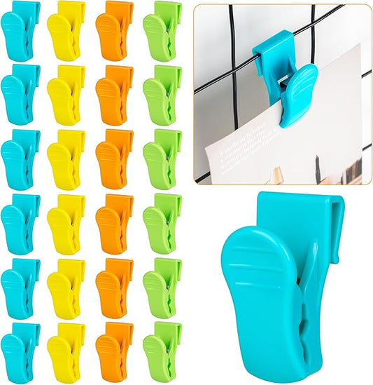 Starry 25 PCS Grid Wall Clips, Colorful Gridwall Sign Holder, Multifunctional Plastic Display Sign Holder Panel Clips for Home, Retail, Workspace Organization & Displays