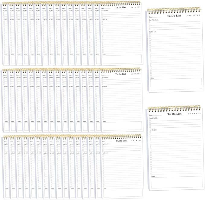 (50-Pack) To Do List Notepad - A5 Undated Daily Planner, 2500 Sheets/5000 Pages To Do List Notebook for Work, Spiral Waterproof Notepad for Office Supplies, School Planner, 5.8" x 8.3"