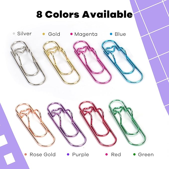 Paper Clip Pen Holder, Metal Pen Clips for Notebook - 8 Pcs Colorful Pen Clip Holder Planner Accessories, Colorful Cute Pen Clips (Only for Pens with a Thickness of Less Than 0.5 Inches)