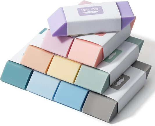 Mr. Pen- Erasers, 10 Pack, Pencil Eraser, Morandi Colors, Erasers for Pencils