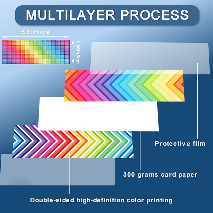 Laminated Book Markers Optical Bookmarks Reading Creative Colored Bookmarks for Teacher Student Kids Classroom School Office Stationery Supply(100 Pieces)