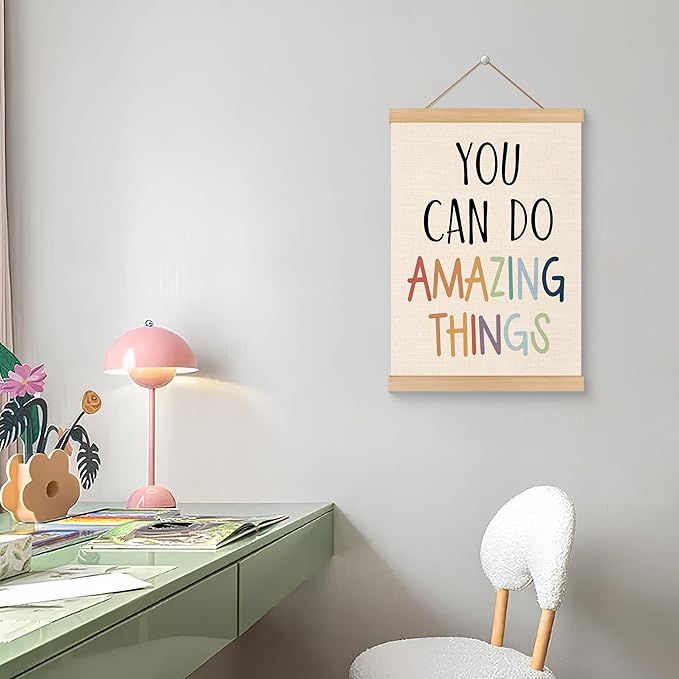 ROXMART Boho Inspirational Kids Poster Hanger Frame, Motivational Wall Decor, You Can Do Amazing Things Positive Wall Art Prints Decor for Kids Room Nursery Playroom Classroom, 12x16 Inch