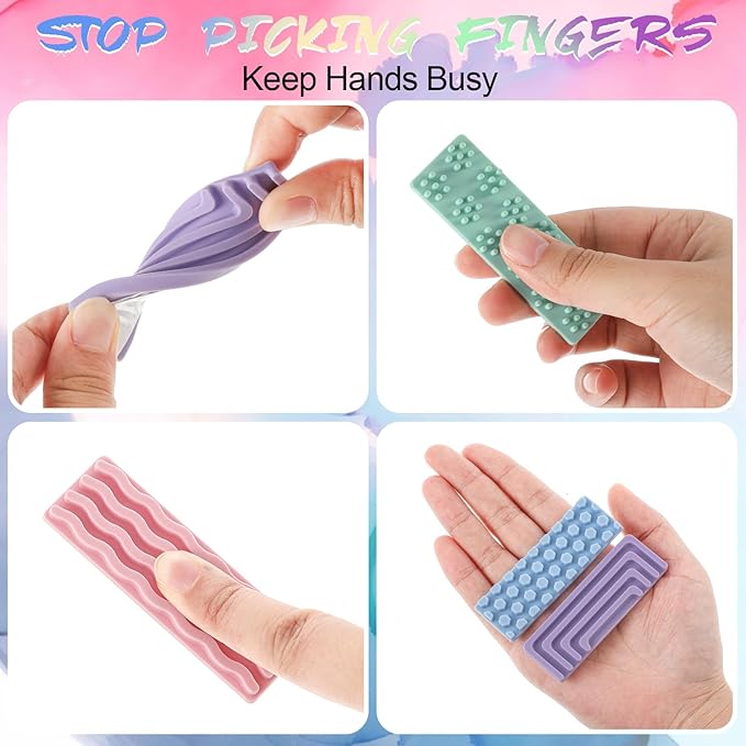 Ireer 12 Pcs Textured Sensory Stickers Silicone Desk Fidget Decals Thick Mental Health Stickers Strips Different Textured Calm Decals Stress Anxiety Relief Items for Adult Autism Adhd Desk Office Gift
