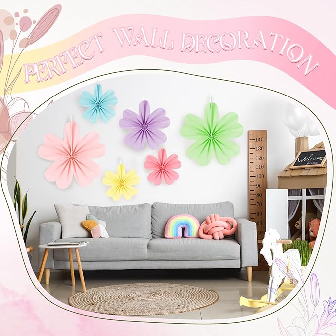 Solsew 36 Pcs Paper Flower Decoration for Wall Paper Flower Fans Bulletin Board Decorations Backdrop Party Decor for Wall Wedding Classroom Back to School Party Baby Bridal Shower Nursery