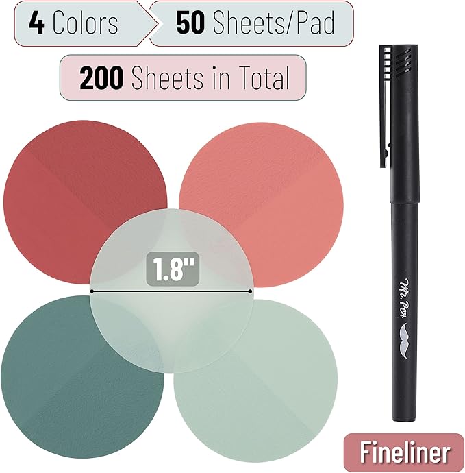 Mr. Pen- Transparent Sticky Notes, 200 Pcs, Pastel Colors, Round Translucent, See Through Bible Sticky Notes, Stocky Notes for Bible Journaling