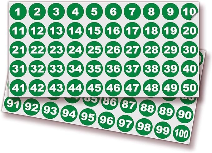 iSYFIX Green Consecutive Number Stickers – 1 to 100, 1-inch, 1 Set – Vinyl Self Adhesive Premium Decal, Ideal for Inventory, Storage, Organizing, Boxes, Bins, Toolbox, Lockers & More, Indoor/Outdoor