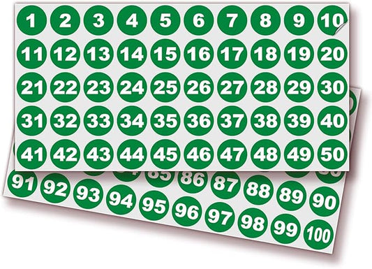 iSYFIX Green Consecutive Number Stickers – 1 to 100, 1-inch, 1 Set – Vinyl Self Adhesive Premium Decal, Ideal for Inventory, Storage, Organizing, Boxes, Bins, Toolbox, Lockers & More, Indoor/Outdoor