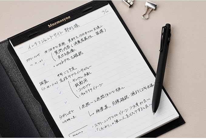 Maruman MNEMOSYNE Soft Cover Notepad Holder with 50-sheet notepad, 8.93 x 6.57 Inches (A5), 8mm-ruled, Black, 1 ea. (PH169)