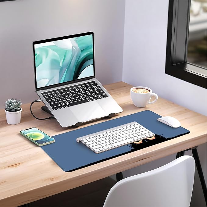 Cat Eyes Extended Mouse Pad XL 31.5"x11.8" – Playful Cat Design Desk Mat – Non-Slip Rubber Base, Stitched Edges