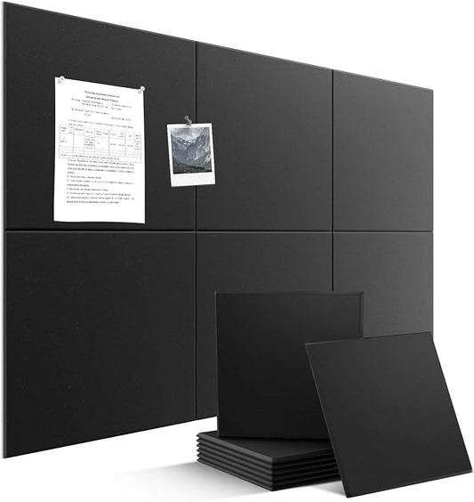 Large Felt Bulletin Board Tiles 36" x 24" Cork Board Alternative 6 Pack with 40 Adhesive Tabs Felt Wall Tiles Cork Boards for Walls Thick Slat Wall Panels for Home Office Classroom Decor