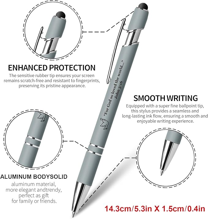 15 Pack Bible Verse Pens, Christian Inspirational Retractable Ballpoint Pens with Religious Scripture Quotes & Symbols, Smooth Writing Black Pens for Church, Gifts for Christians, MorandiColor