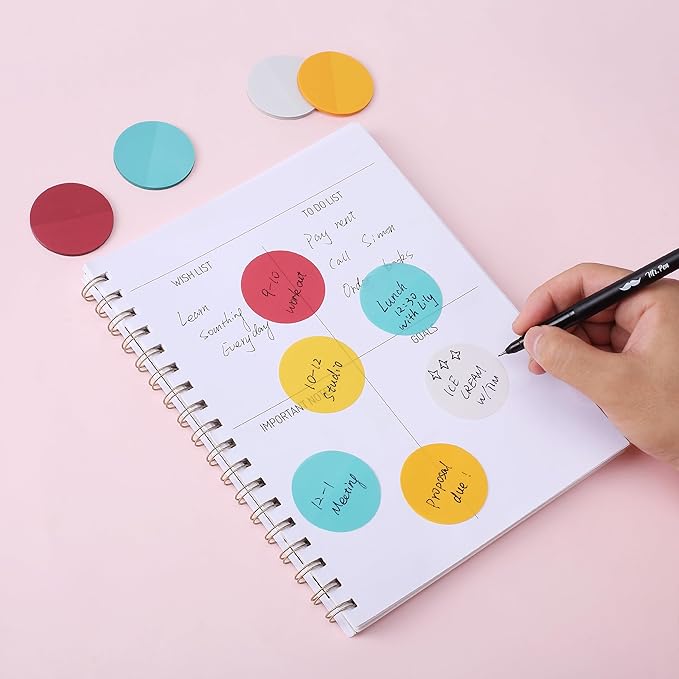 Mr. Pen- Transparent Sticky Notes, 200 Pcs, Candy Colors, Round Translucent Sticky Notes, Stocky Notes for Bible Journaling