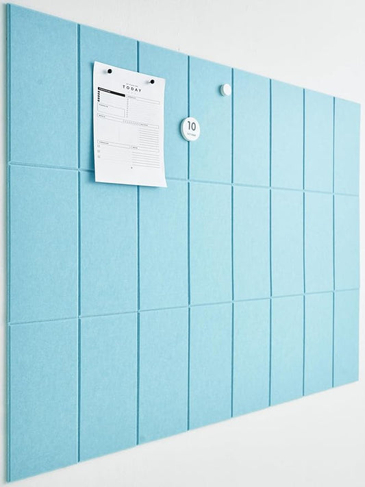 Large Bulletin Board 48x36- Office Wall Organizer to Replace Your Old Cork Boards for Walls for Office Decor - 24-Pack Felt Wall Tiles for Use in Home Office Decor as Photo Board (Baby Blue)