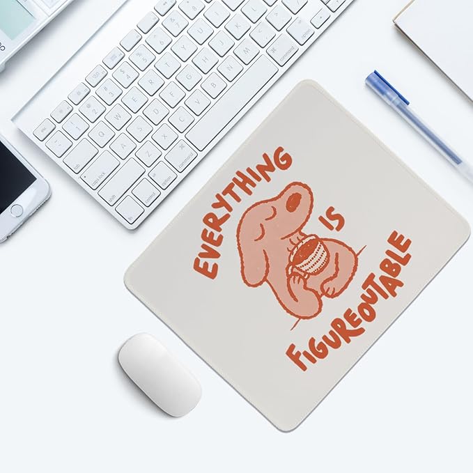 Cute Dog Mouse Pad,Positive Affirmations Mouse Pads,Kawaii Motivational Desk Mat For Home Office Dorm Desktop Decor,Dog Lover Gift,Everything Is Figureoutable,10.2x8.2 Inch