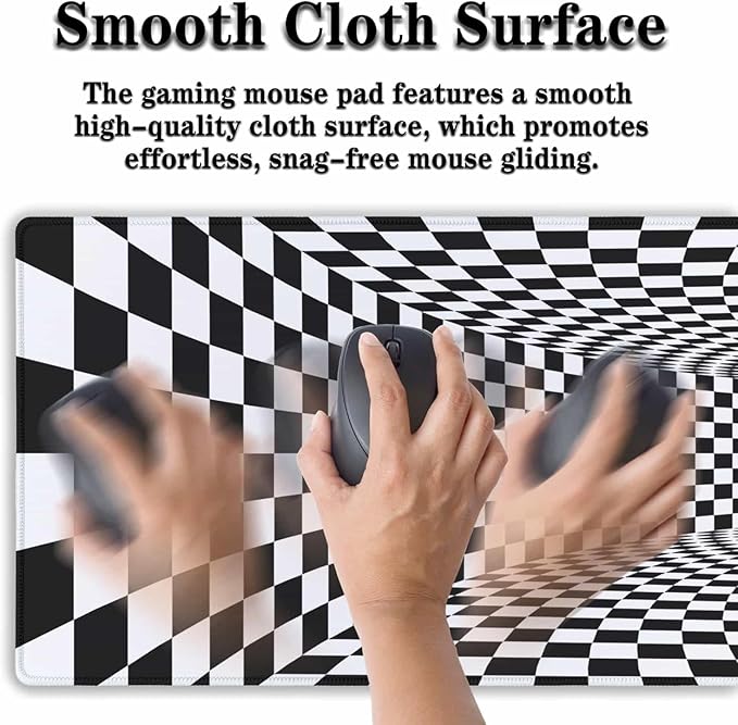 Desk Mouse Pad Black and White Pad for Table, XXL Mouse Pads Gaming Pad, Gaming Keyboard and Mouse Pad Waterproof Non-Slip Rubber Base, 35.4 X 15.7 inch for Work/Game/Office/Home Checkered