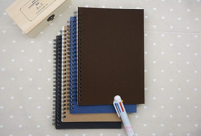 YYaaloa 8-Pack A5 Lined Sketch Book Soft Cover Spiral Notebooks Journals 120 Pages 5.7" x 8.3" Cream colored paper (A5 Lined 4 color 8pcs)