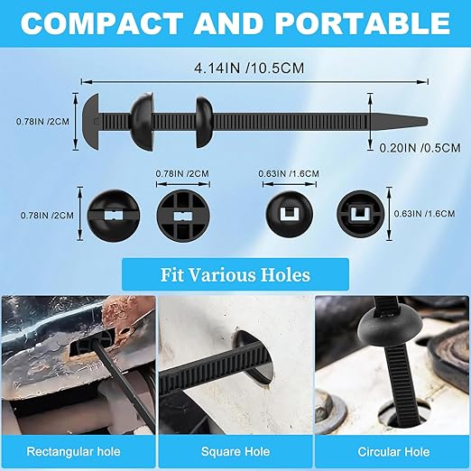50Pcs Nylon Universal Cable Tie Buckle for Car, Upgraded Automotive Zipper Clips, Heavy Duty Self-Locking Zip Ties Holder with Pin & Button,Top Movable Dome Design
