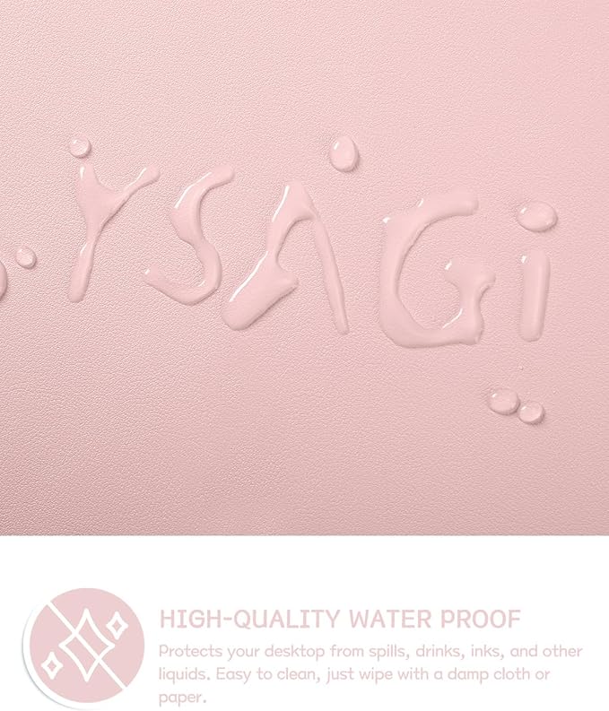 YSAGi Non-Slip Leather Desk Pad, Waterproof Laptop Computer Desk Keyboard Mat, Table Protector Blotter Mat, Large Mouse Pad for Office/Work/Home/Decor(Pink, 23.6" x 13.7") (Pack of 2)