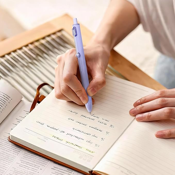 Ddaowanx Gel Pens,5Pcs Fine Point Smooth Writing Pens with Textured Silicone Pen Sleeve into a Sensory ADHD Tool,0.5mm Quick Dry Black Ink for Journaling,Writing,Note Taking,Office&School Supplies