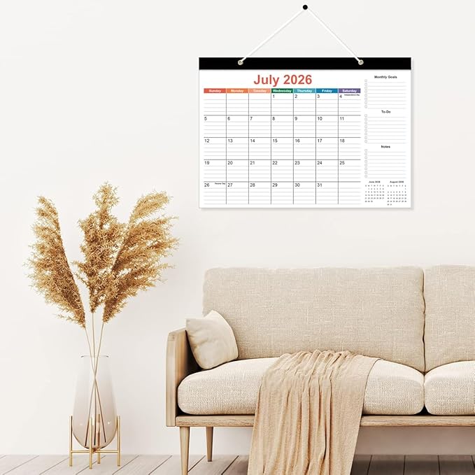 2026 Desk Calendar - 18 Months Calendar from January 2026 to June 2027, Desk Calendar 2026-2027 with Thick Paper, 12" x 17", Colorful