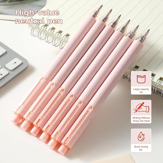 RIANCY Cute Pink Pens Black Ink 25PCS Retractable Gel Pens Writing Extra Fine Point 0.5mm Gift for Women Journaling Teachers Stationery Office School