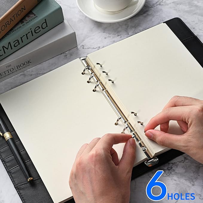 A5 Refillable Paper, A5 Blank Refill Paper, A5 Binder Refills for 6-Ring Binders Planner Traveller Journal Notebook Dairy,Filler Paper Insert, 80 Sheets 160 Pages, Blank