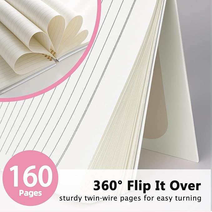Trendy Ace of Hearts Notebook，Pink Lucky You Notebook，Preppy Gifts for Women, Pink Office Supplies, Hardcover Spiral Notebook 80 Sheets -160 Pages 5.5x8.3 Inch