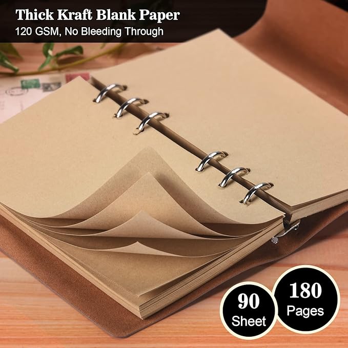 MALEDEN Vintage Refillable Journal, Premium Leather Traveler Notebook Sketchbooks Classic Diary Planner with Blank Pages and Zipper Pocket (Bird)