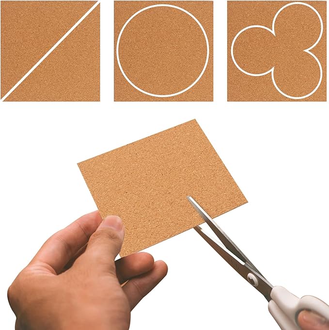 GNIEMCKIN 80 Pack 6 x 6 Inches Self Adhesive Cork Squares, 6 x 6 Inch Cork Squares for DIY Crafts, 2 mm Thick