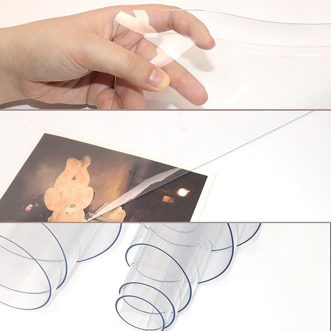 BLESWIN Clear Desk Mat, Transparent Writing Desk Mat, Durable Waterproof Multi-Functional Table Protector with Non-Slip Adhesive, 16.93 x 47.24 Inches, Suitable for Home and Office