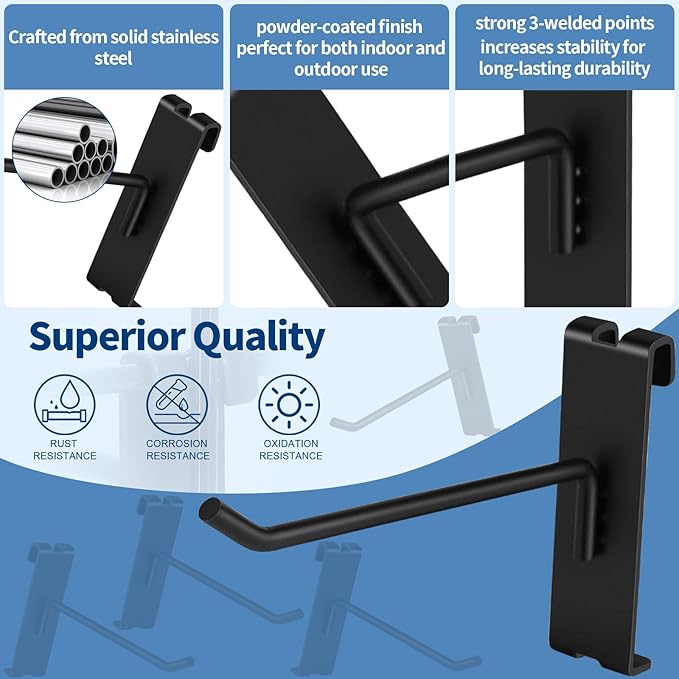 20Pcs Gridwall Hooks, Metal Grid Panel Hanging Peg Hooks, Grid Wall Accessory for Clothes Storage, Home Organization, Retail Display (Black, 4"/10Cm)