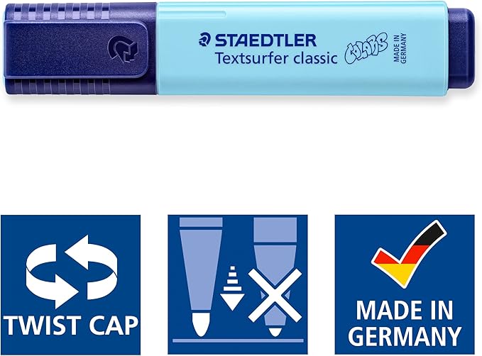 STAEDTLER 364 CWP4PA Textsurfer Classic Highlighter - Assorted Pastel Colours (Pack of 4)
