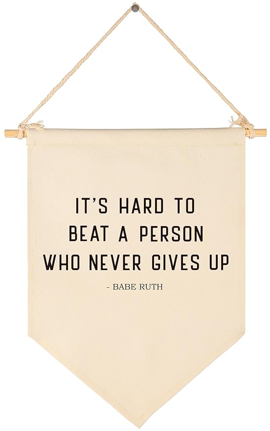 Inspirational Boho Canvas Banner Flag Sign Pennant Poster Wall Decor Gift for Nursery Reading Room Classroom Bedroom Playroom Door Baby Kids Room -Birthday Christmas Gift-It's Hard To Beat a Person