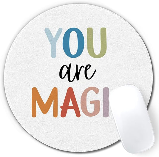 Boho Inspirational You are Magic Mouse Pad,Mouse Pads Mousepad for Desk Home Office Dorm Computers Laptop, Modern Boho Positive Office Supplies Desk Accessories, 7.9x7.9 Inch