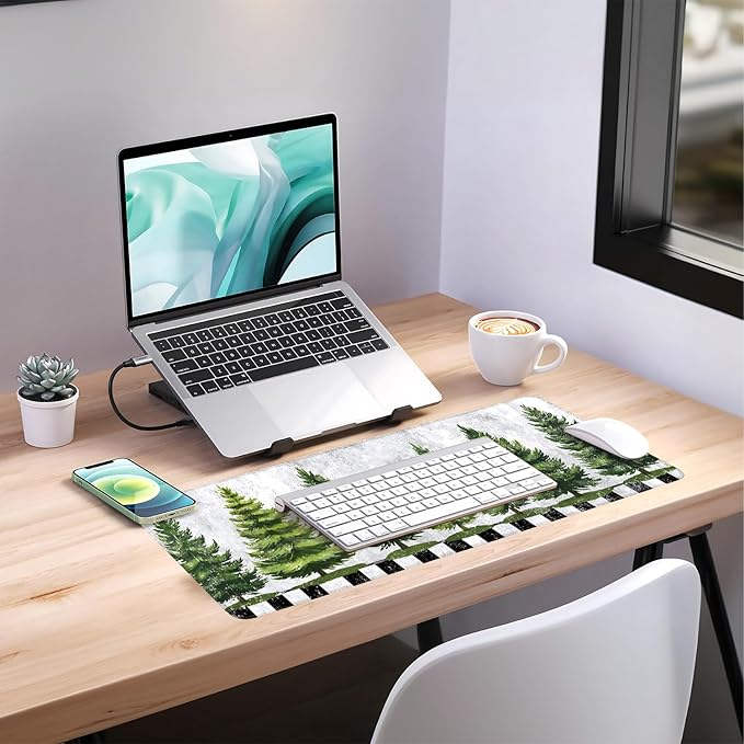 Christmas Tree Extended Gaming Mouse Pad 31.5x11.8inches Large Desk Mat Anti-Slip Rubber Base & Durable Stitched Edges for Gamers Smooth Mouse Writing Surface for Desk Office/Home