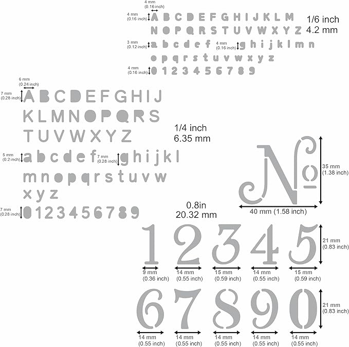 Aleks Melnyk No.486 Metal Stencils for Bullet Journaling, Bookmark, Planning, Lines, Planner, Habit Tracker, Dot Journals Stencil for Diary, Templates, Tiny Letters, Small Number