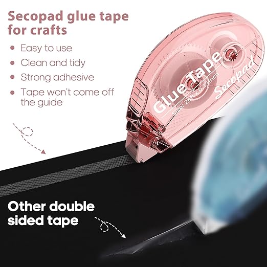 12 Pack Scrapbook Tape, Double Sided Tape Roller for Crafts, Adhesive Glue Runner for Scrapbooking Journal Supplies, Glue Roller School Office Teacher Supply for Kids and Adults, 0.3IN x 26FT